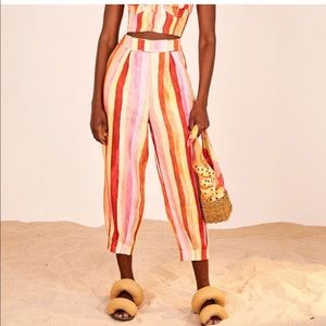 FARM Rio sunny stripe pleated Trouser Pants NWOT